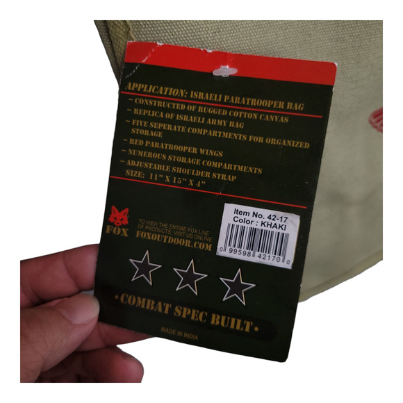 Vintage Canvas Israeli Paratrooper Bag 15"x11"x4" Heavyweight Cotton Travel Bag - Picture 5 of 10